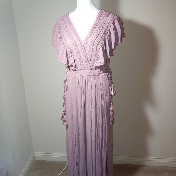 Baltic Born Jennifer Deep V Neck Maxi Dress Dusty Pink Rose  Size XXL - Picture 1 of 11